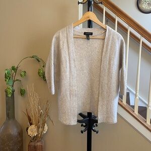 HALOGEN 100% Cashmere Half Sleeve Open Cardigan O/S
